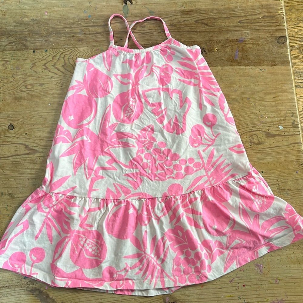 Gap Kids Pink fruity cross back dress adjustable straps M (8-9)